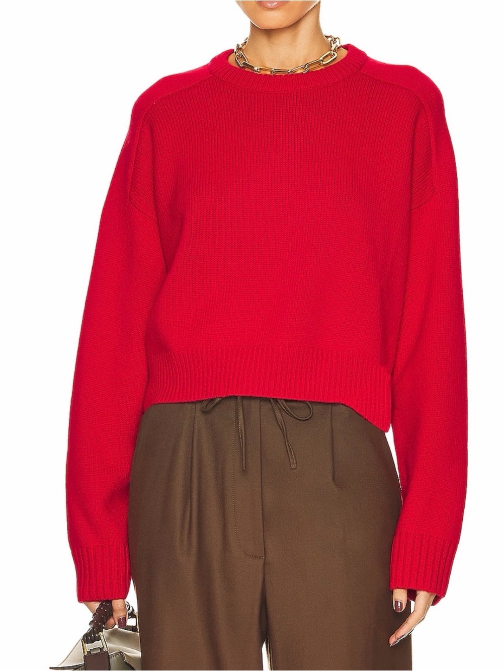 LouLou de Saison Loulou Studio Bruzzi Sweater Red Wool Cashmere Cropped Boxy